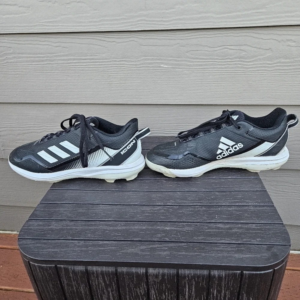 Adidas Icon Black and White Baseball Cleats Shoes 753001 Men's Size 6.5